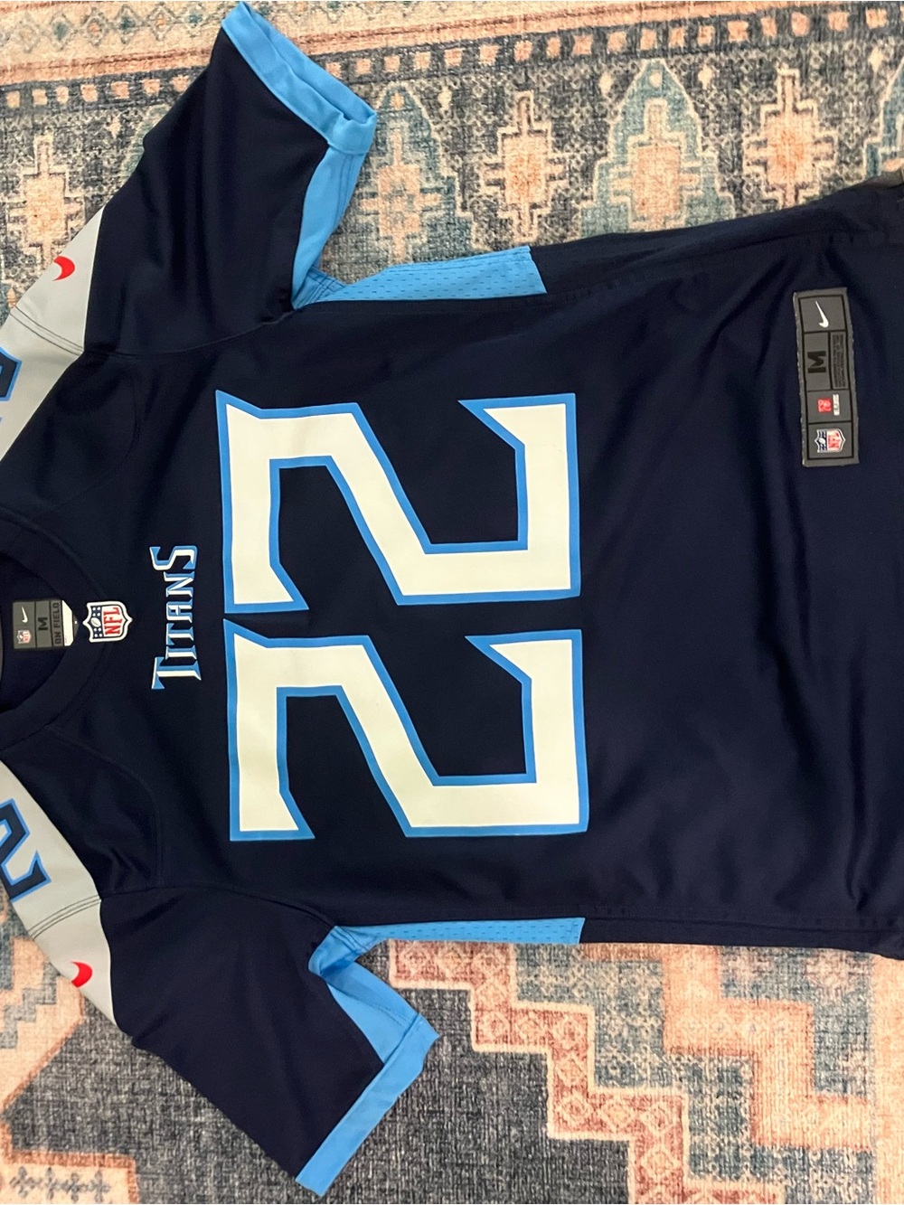 Nike Titans Derrick Henry #22 Navy and Light Blue Football Jersey